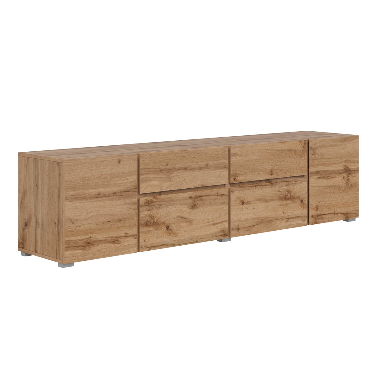 Meuble TV 4 portes 2 tiroirs 195 cm Maxis Bois