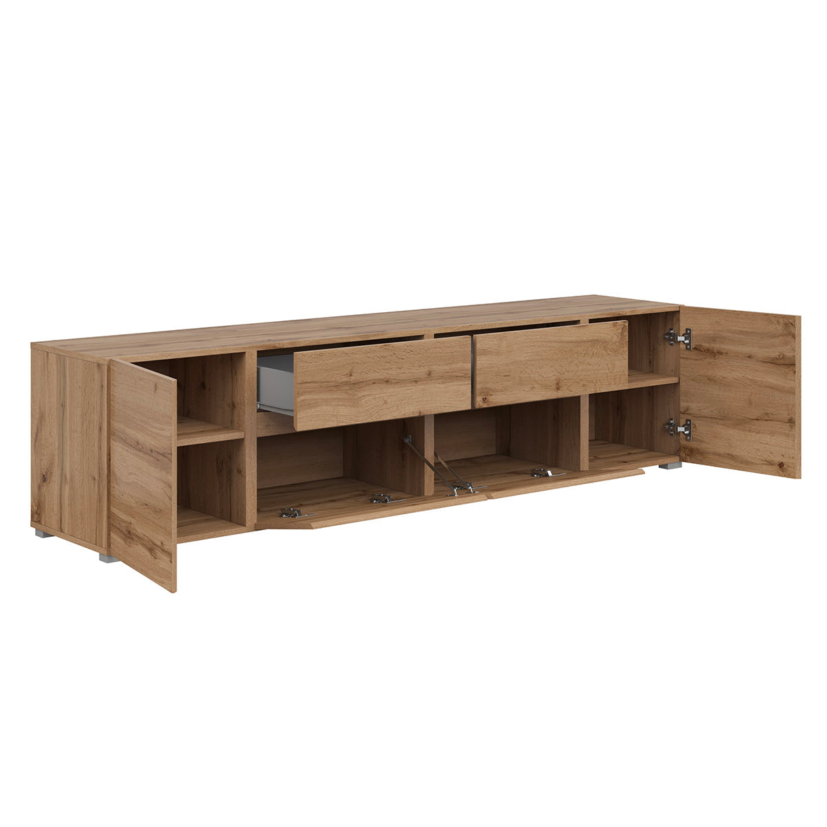 Meuble TV 4 portes 2 tiroirs 195 cm Maxis Bois - vue 5