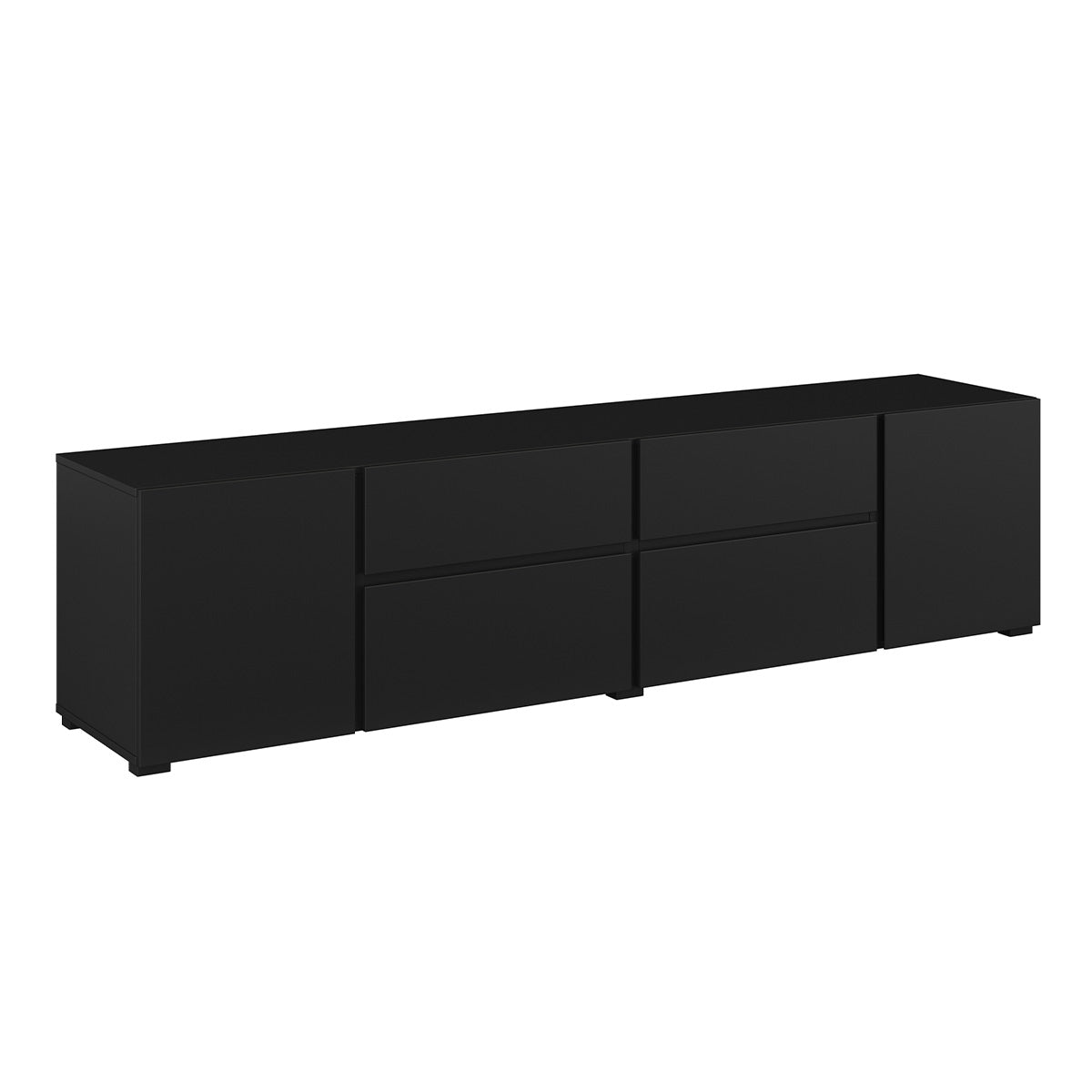 Meuble TV 4 portes 2 tiroirs 195 cm Maxis Noir