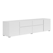 Meuble TV 4 portes 2 tiroirs 195 cm Maxis Blanc