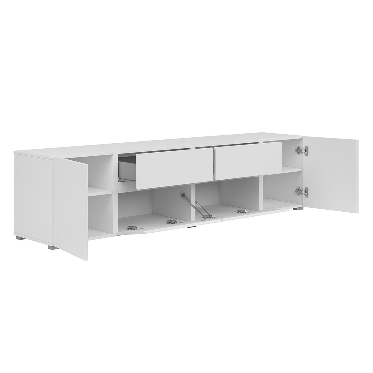 Meuble TV 4 portes 2 tiroirs 195 cm Maxis Blanc - vue 5