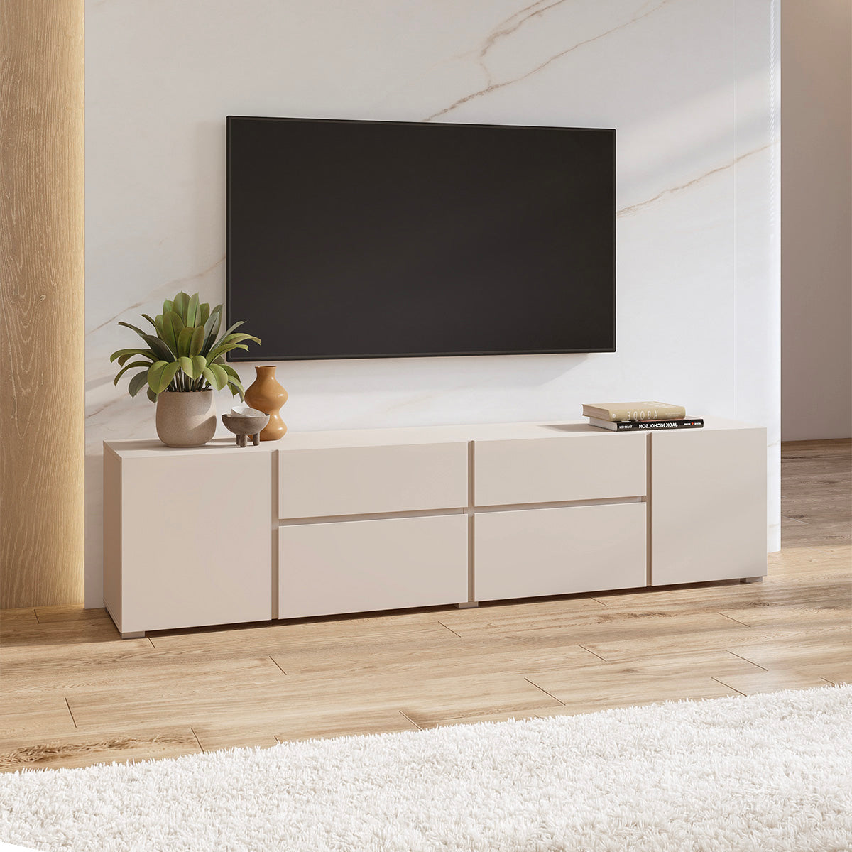 Meuble TV 4 portes 2 tiroirs 195 cm Maxis Cachemire - vue 2