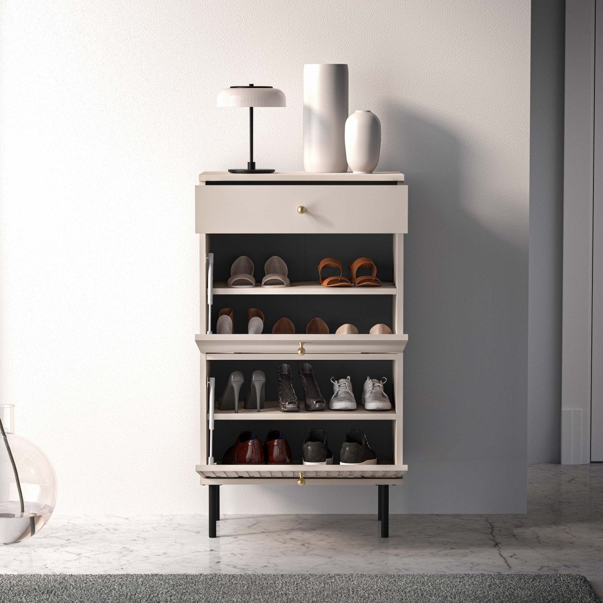 Meuble à chaussures 2 portes 1 tiroir Nova Cachemire - vue 4