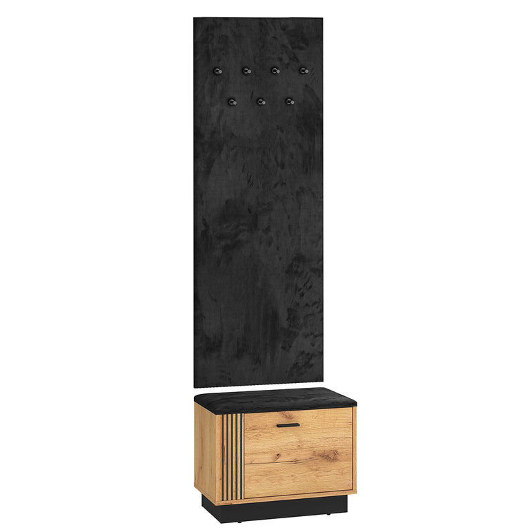 Meuble entrée porte-manteau et banc à chaussures 1 porte Nilo Bois