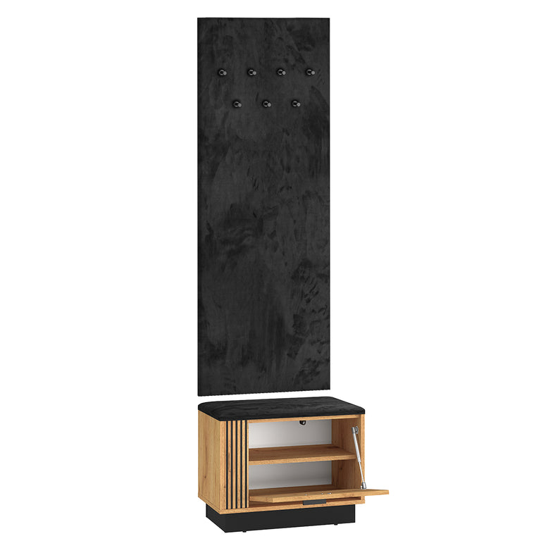 Meuble entrée porte-manteau et banc à chaussures 1 porte Nilo Bois