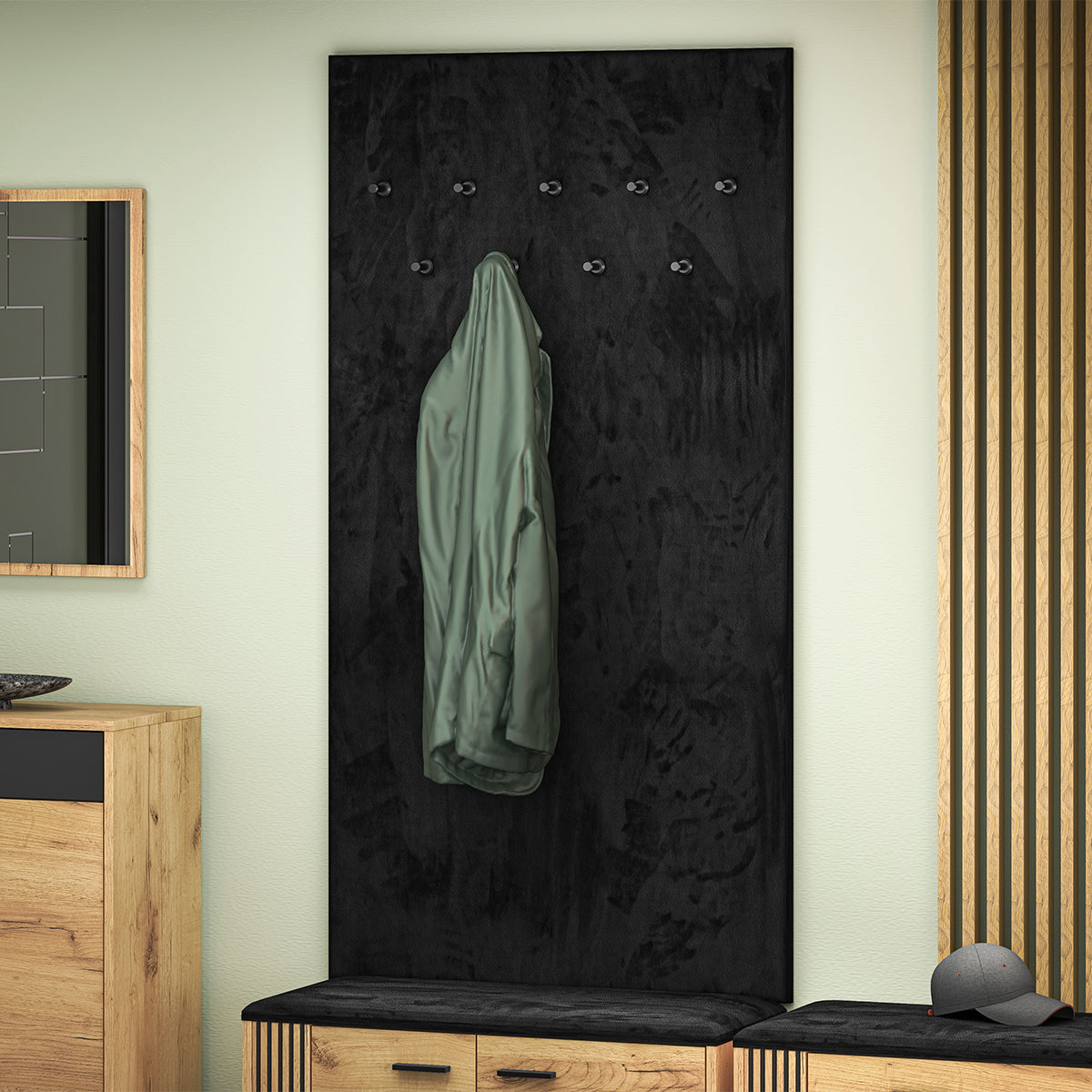Meuble entrée porte-manteau et banc à chaussures 2 portes Nilo Bois - vue 5