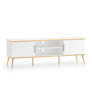 Meuble TV 2 portes 160 cm Zora Blanc et Doré
