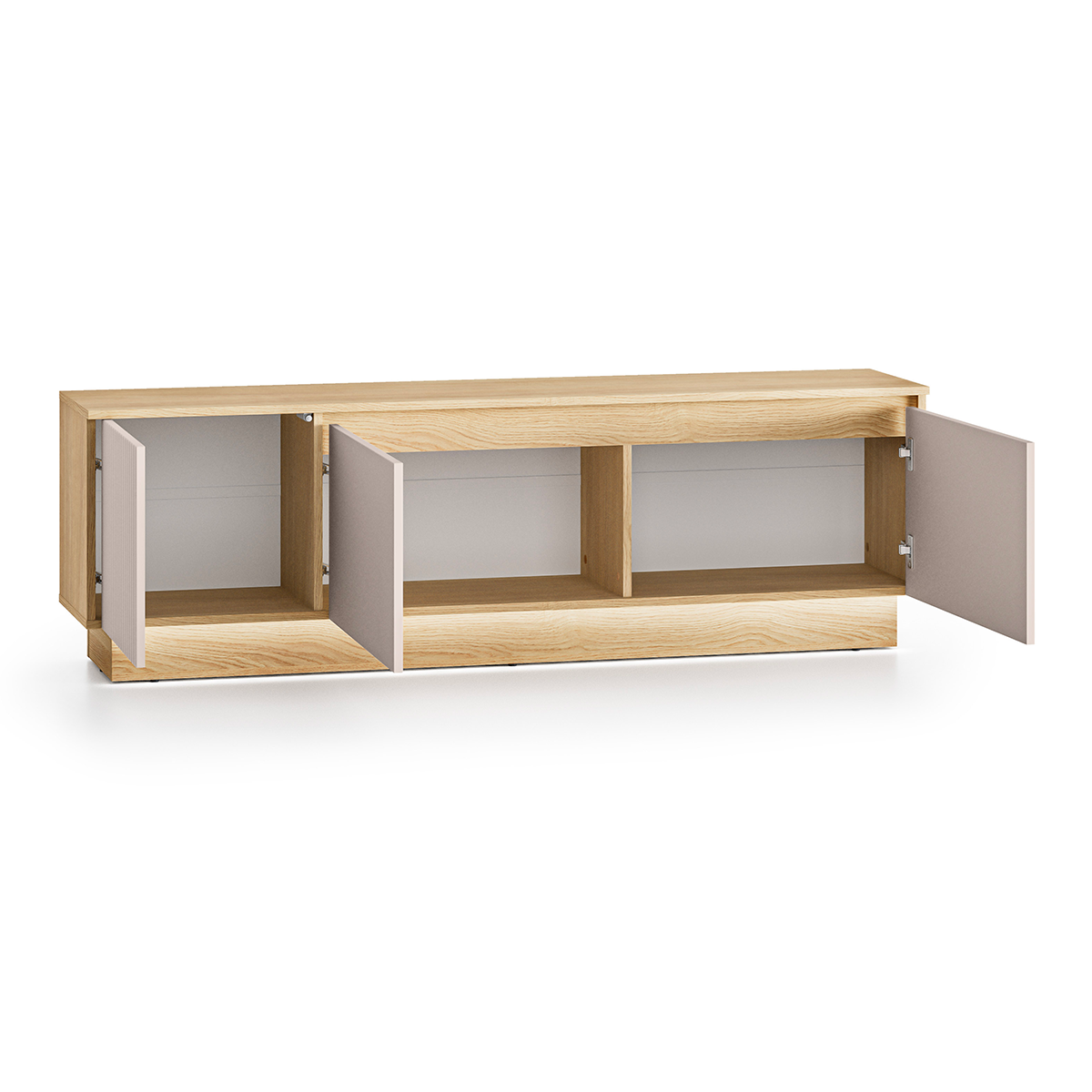 Meuble TV 3 portes 160 cm Elyès Cachemire et Bois - vue 3