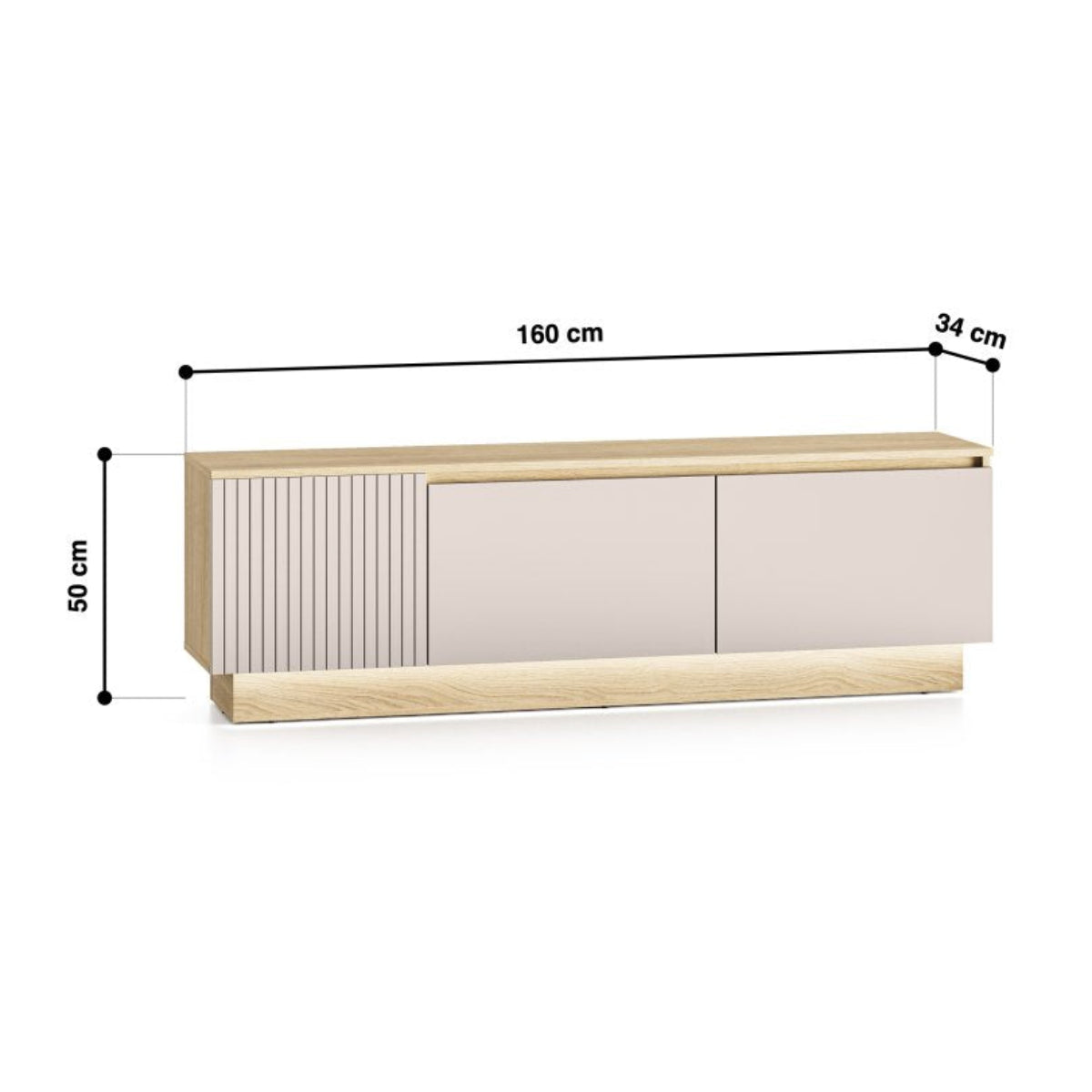 Meuble TV 3 portes 160 cm Elyès Cachemire et Bois - vue 9