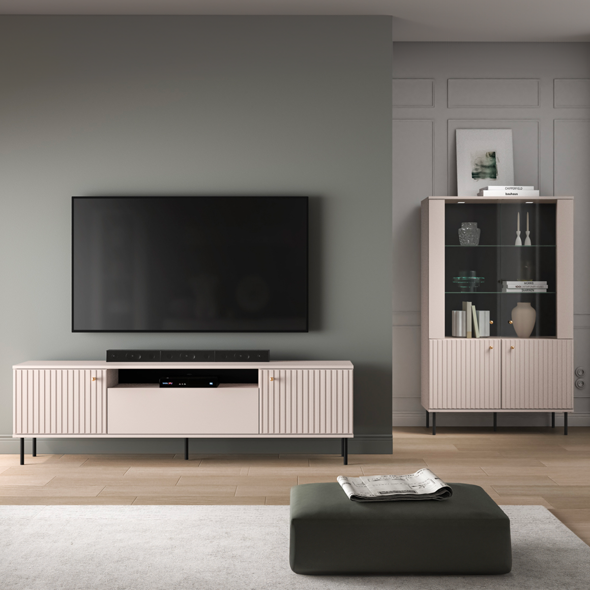Meuble TV 3 portes 180 cm Nova Cachemire - vue 5
