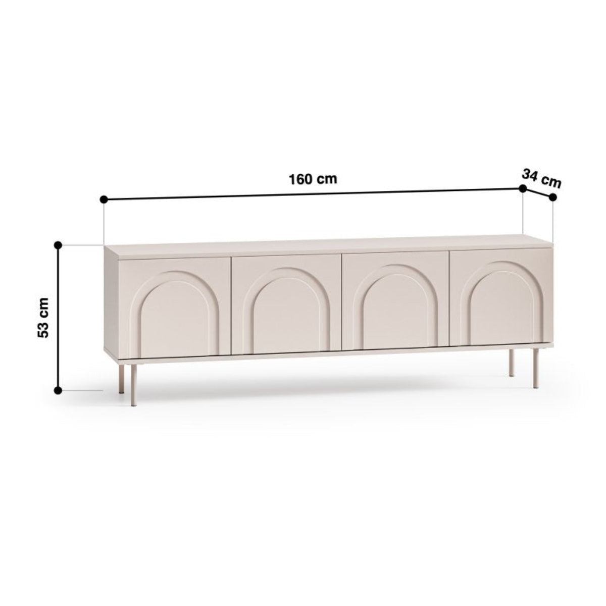 Meuble TV 4 portes 160 cm Délia Cachemire - vue 9