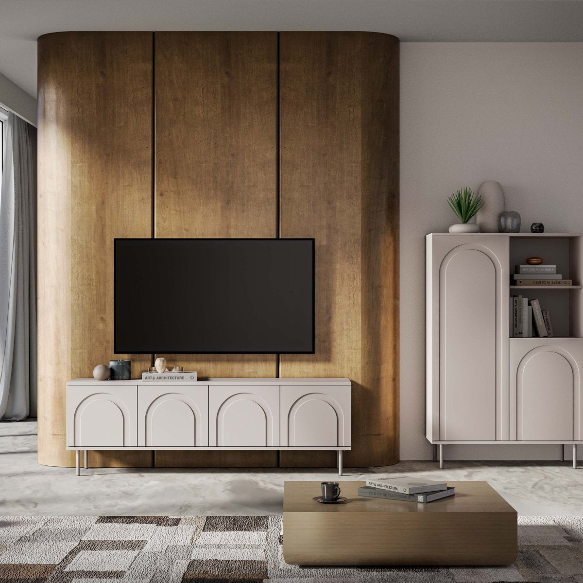 Meuble TV 4 portes 160 cm Délia Cachemire - vue 5