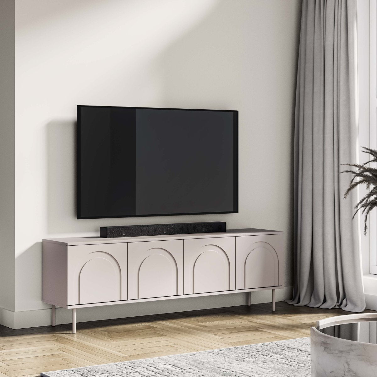Meuble TV 4 portes 160 cm Délia Cachemire - vue 2