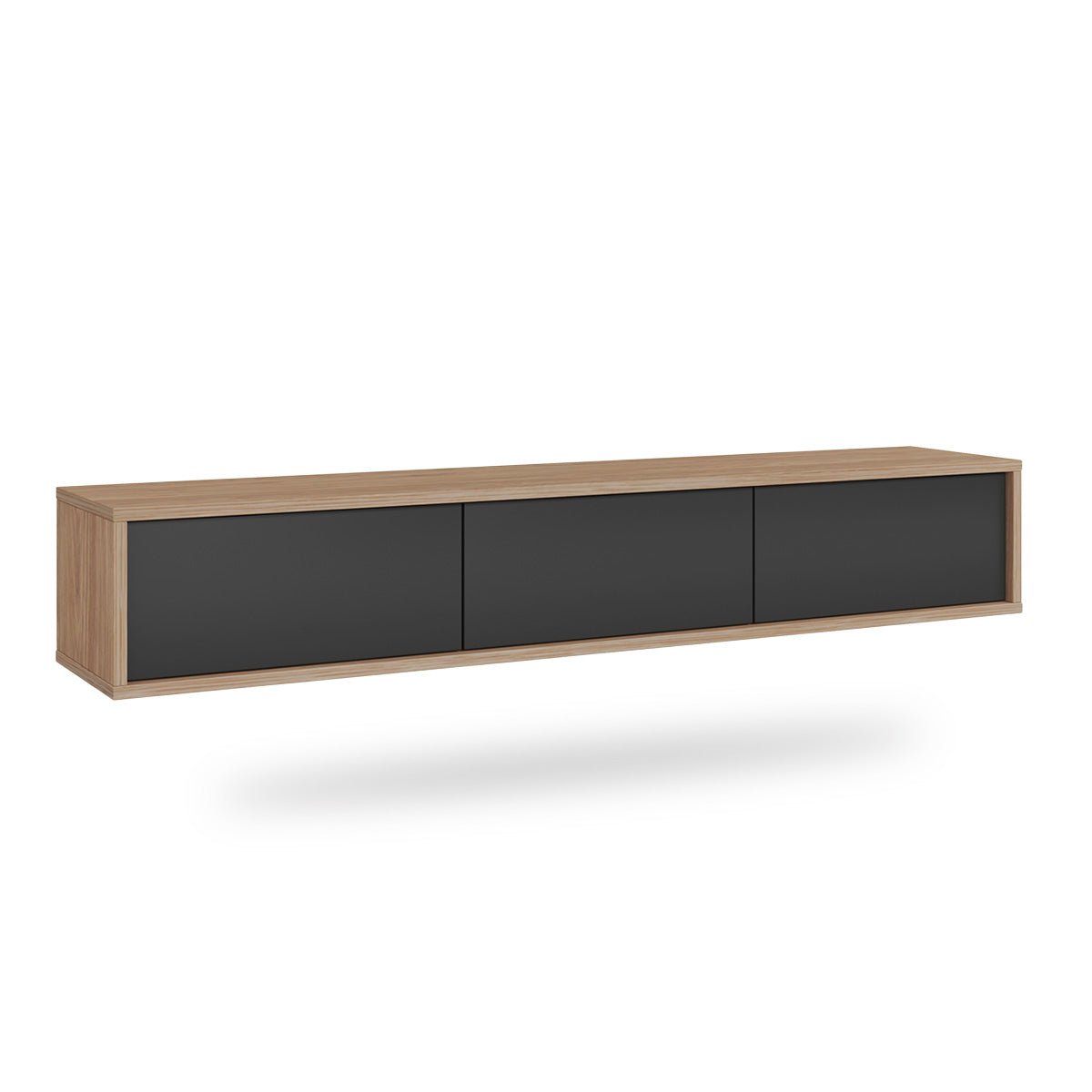 Meuble TV mural 3 portes 180 cm Idra Bois et Gris