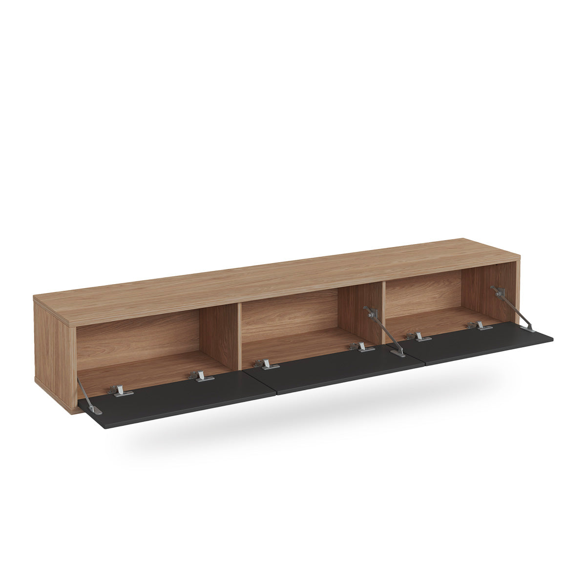 Meuble TV mural 3 portes 180 cm Idra Bois et Gris - vue 7