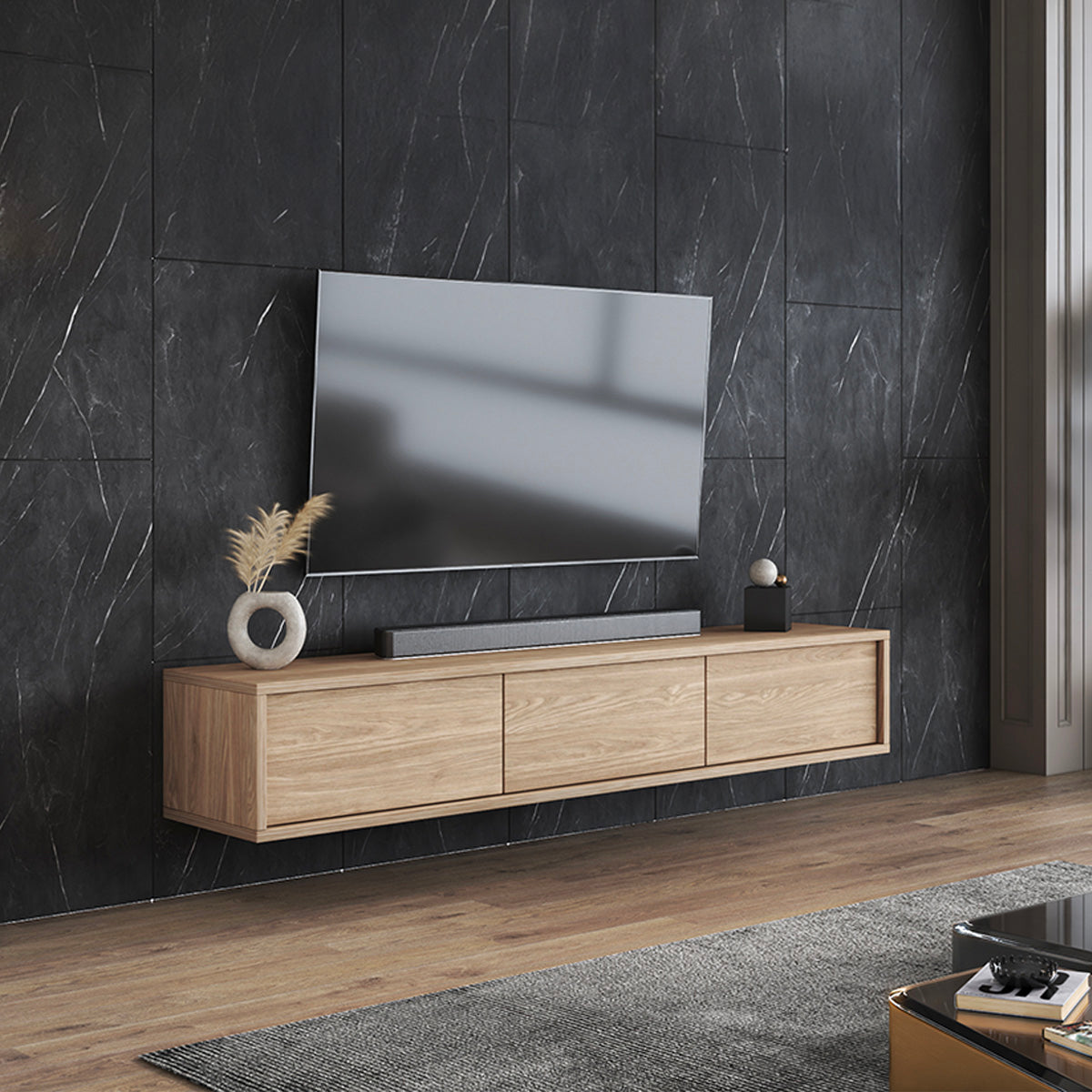 Meuble TV mural 3 portes 180 cm Idra Bois - vue 3
