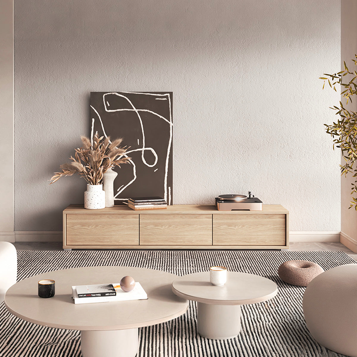 Meuble TV mural 3 portes 180 cm Idra Bois - vue 4
