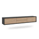 Meuble TV mural 2 portes 2 tiroirs 180 cm Idra Gris et Bois