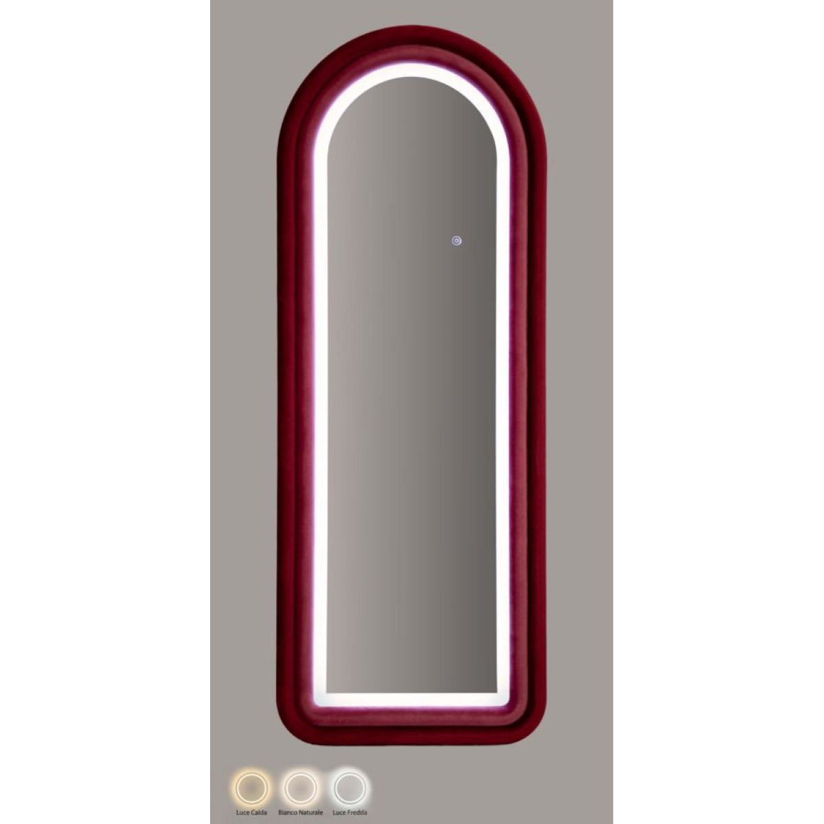 Miroir mural arqué 60x160 cm LED inclus Sabrina Velours Rose - vue 10