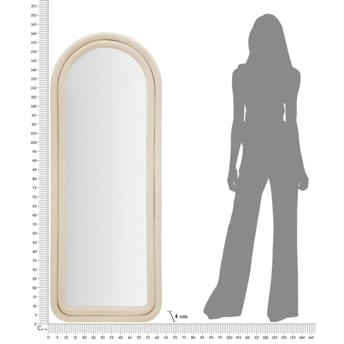 Miroir mural arqué 60x160 cm Sabrina Velours Crème - vue 6