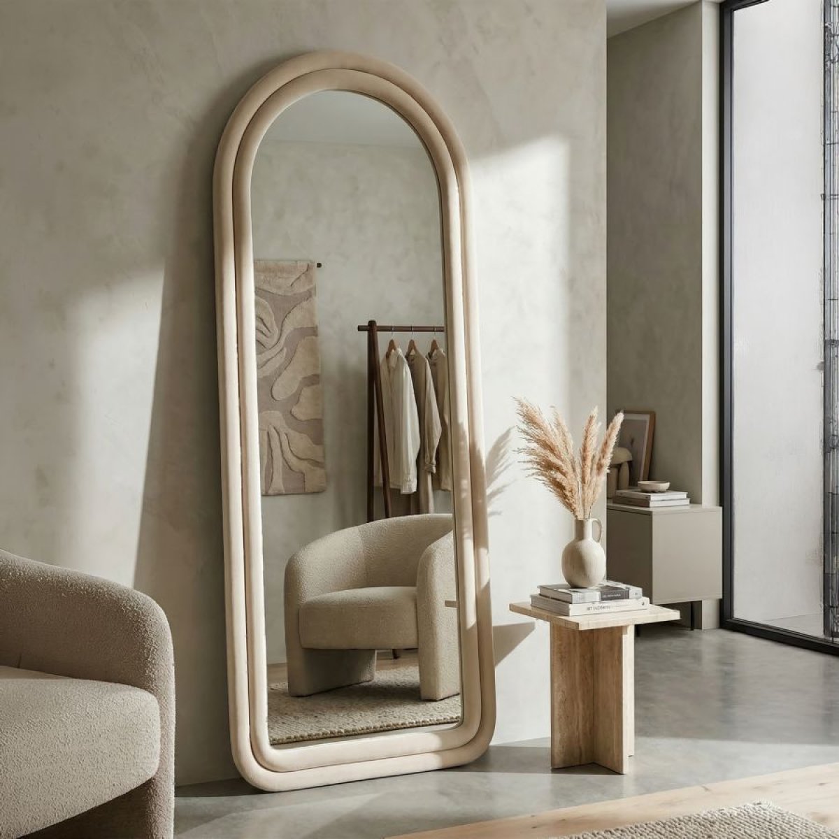 Miroir mural arqué 60x160 cm Sabrina Velours Crème