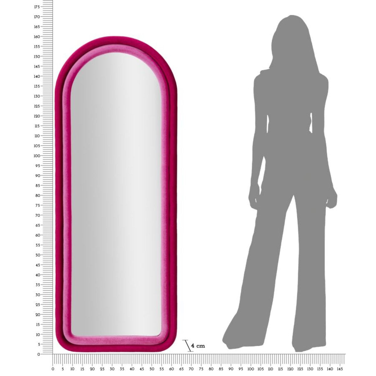 Miroir mural arqué 60x160 cm Sabrina Velours Rose - vue 6
