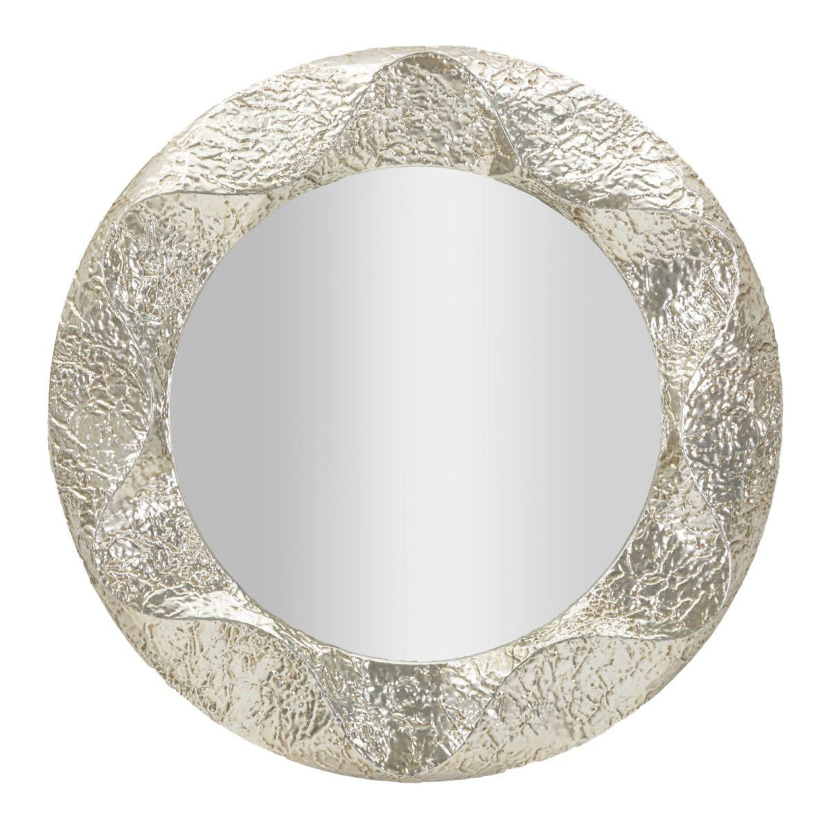 Miroir mural arrondi 104 cm martelé Cosmo Argenté - vue 2