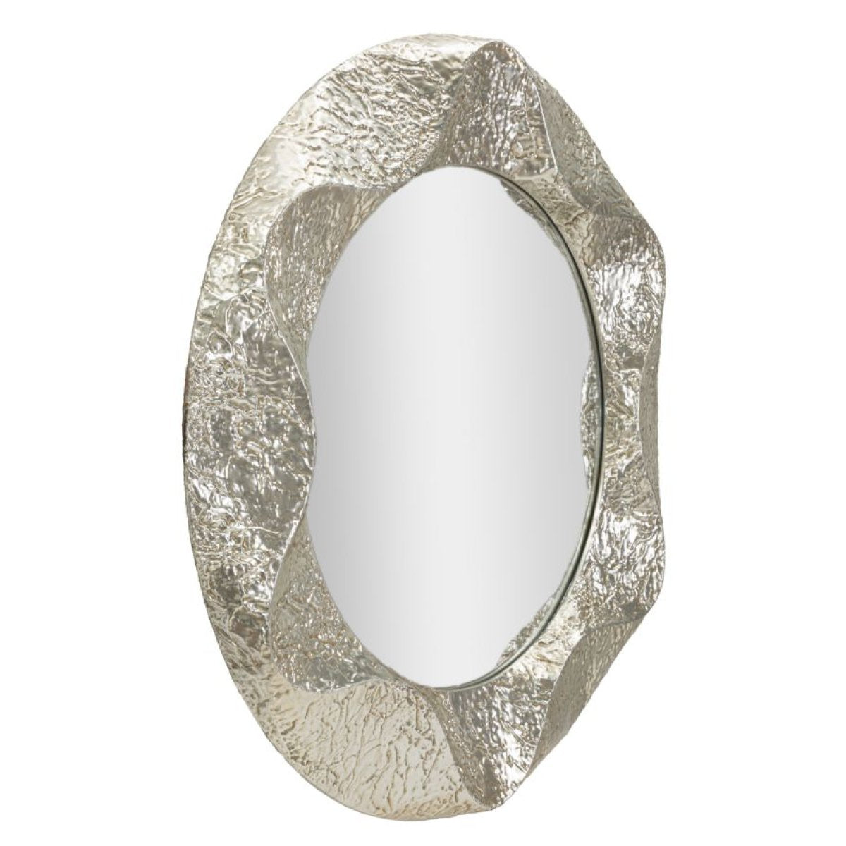 Miroir mural arrondi 104 cm martelé Cosmo Argenté - vue 3