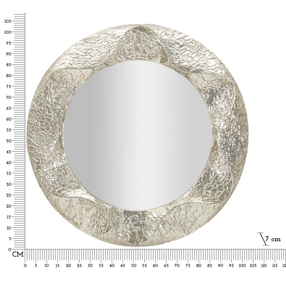 Miroir mural arrondi 104 cm martelé Cosmo Argenté - vue 7