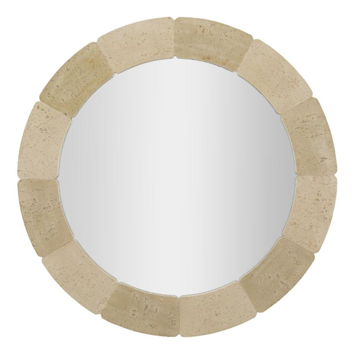Miroir mural arrondi 90 cm effet travertin Kaël Beige - vue 2