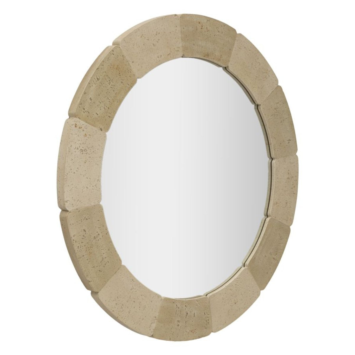 Miroir mural arrondi 90 cm effet travertin Kaël Beige - vue 3