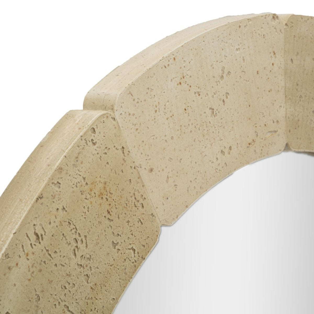 Miroir mural arrondi 90 cm effet travertin Kaël Beige - vue 4