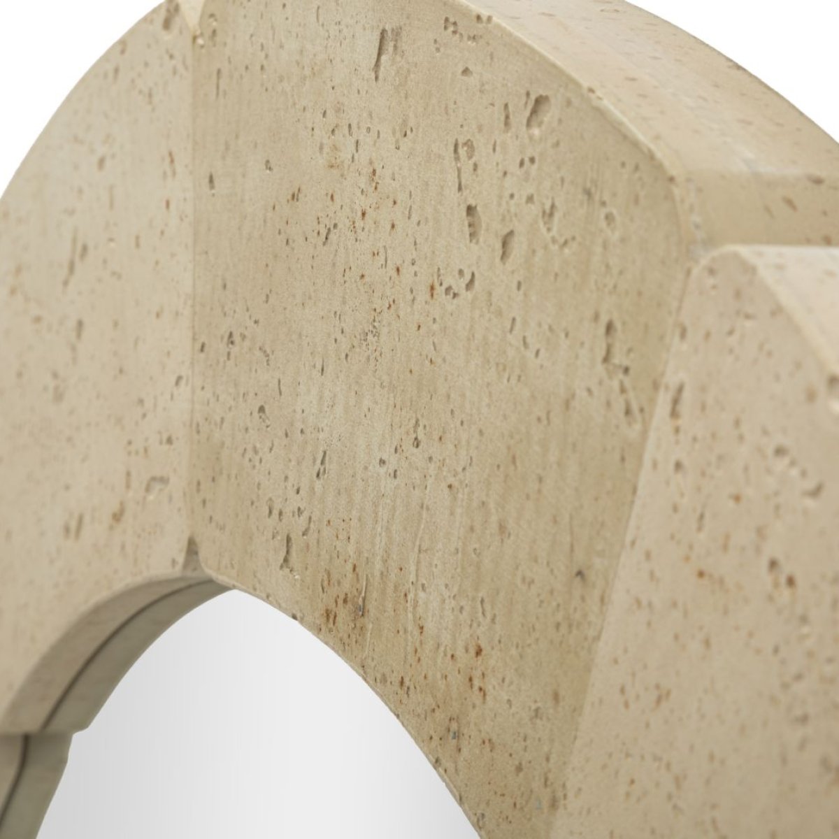 Miroir mural arrondi 90 cm effet travertin Kaël Beige - vue 6