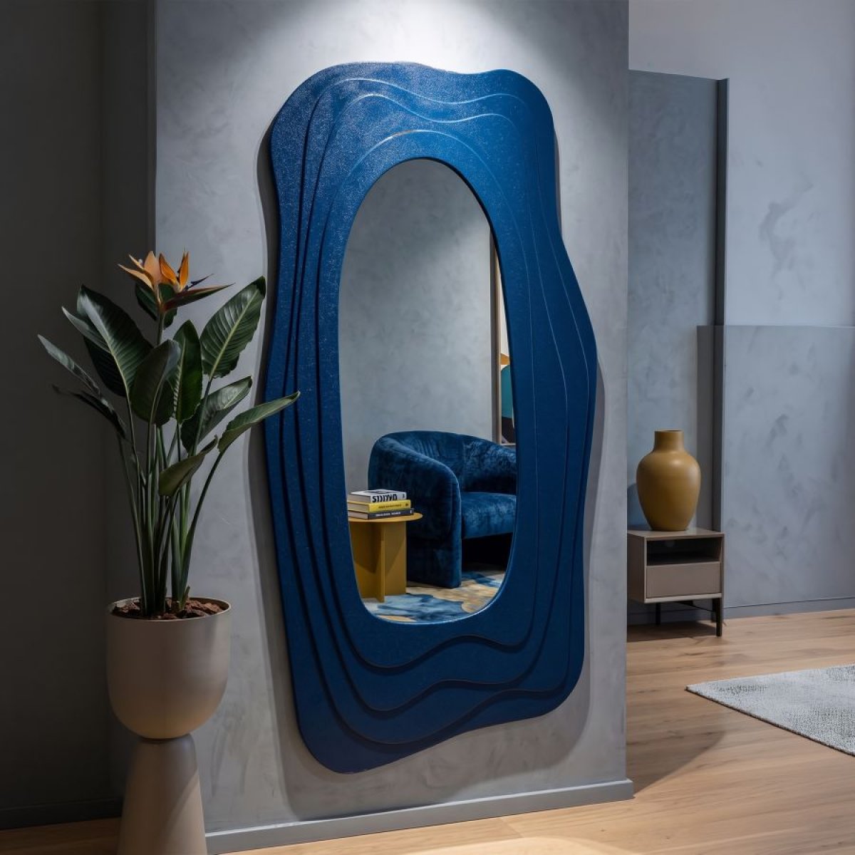 Miroir mural asymétrique 90x165 cm Greta Bleu