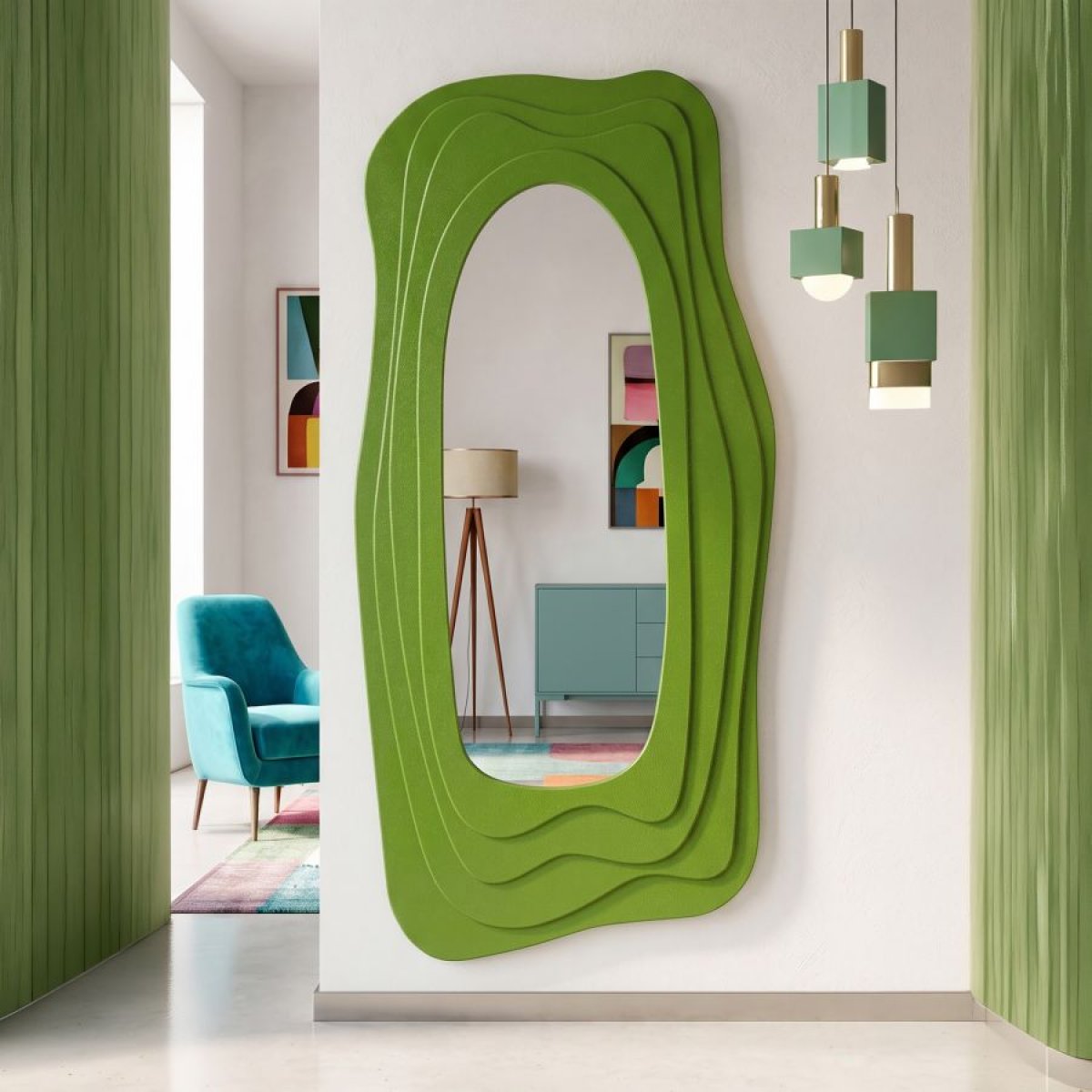 Miroir mural asymétrique 90x165 cm Greta Vert