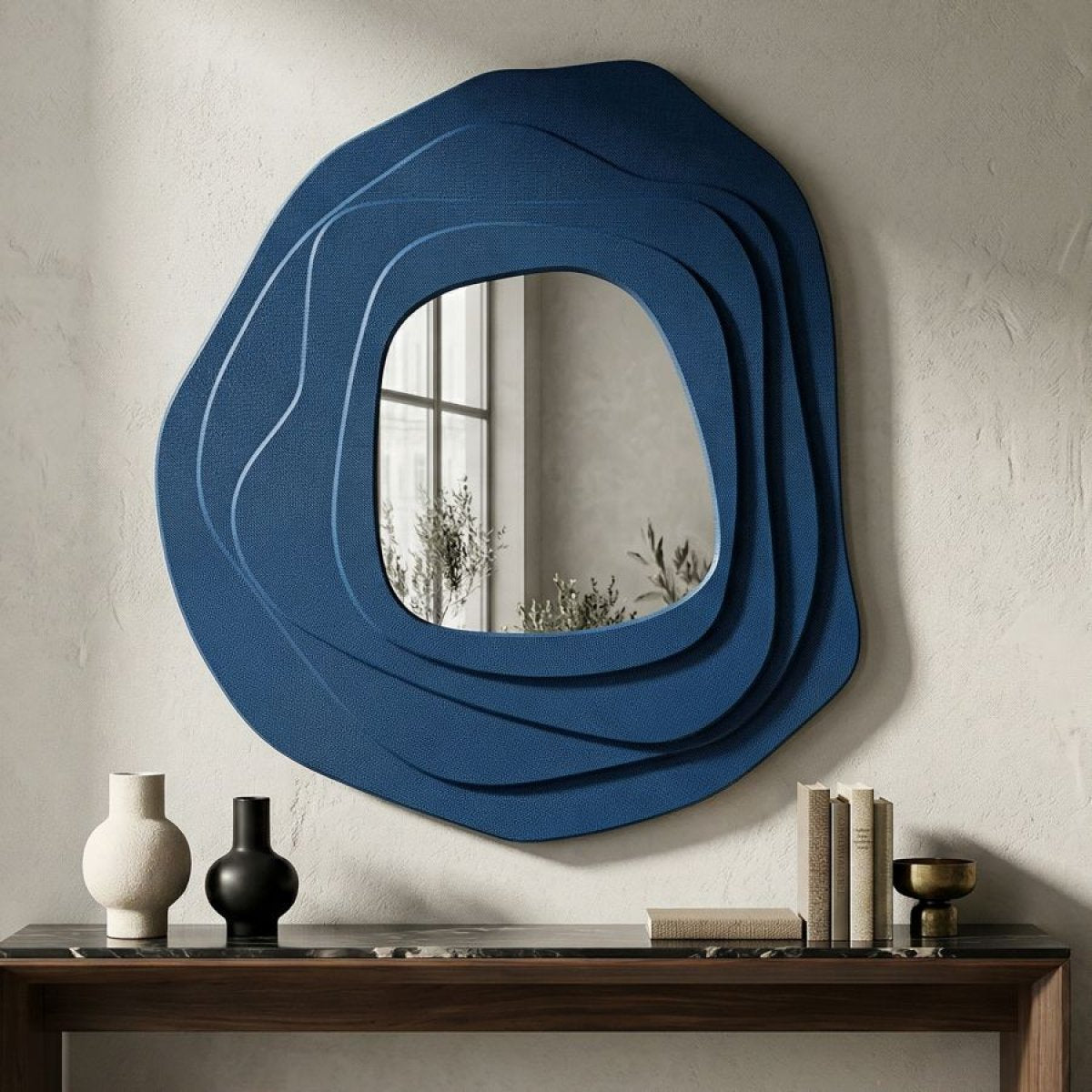 Miroir mural asymétrique 90x97 cm Greta Bleu