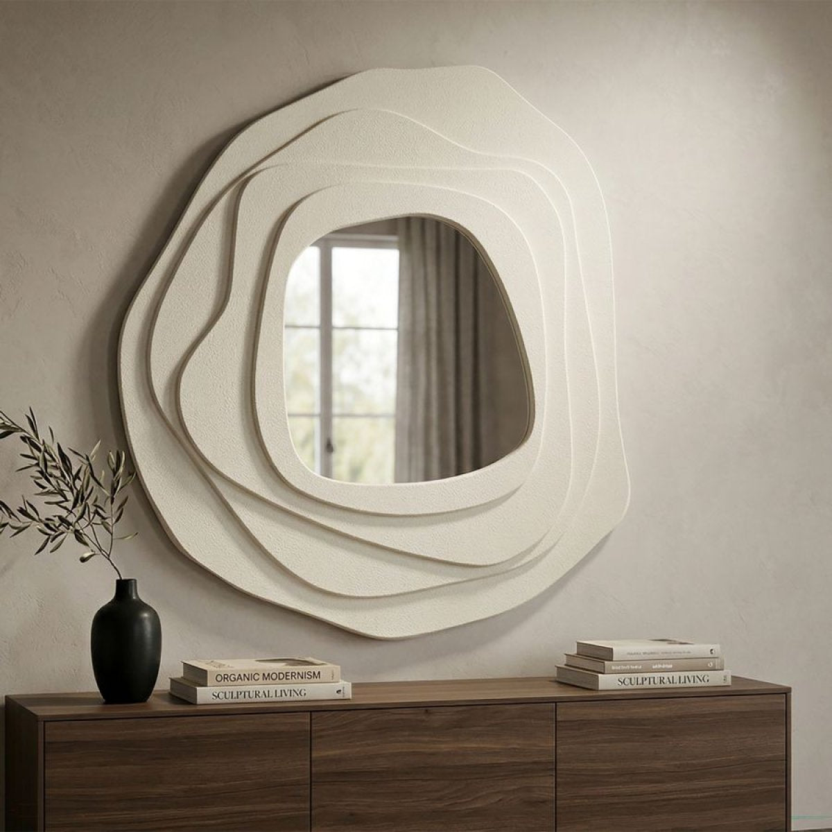 Miroir mural asymétrique 90x97 cm Greta Crème