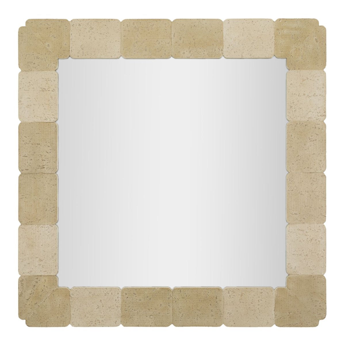 Miroir mural carré 90x90 cm effet travertin Kaël Beige - vue 2