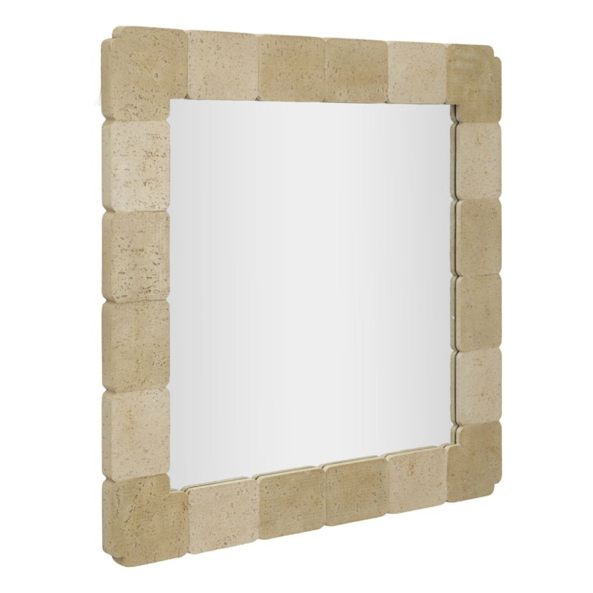 Miroir mural carré 90x90 cm effet travertin Kaël Beige - vue 3