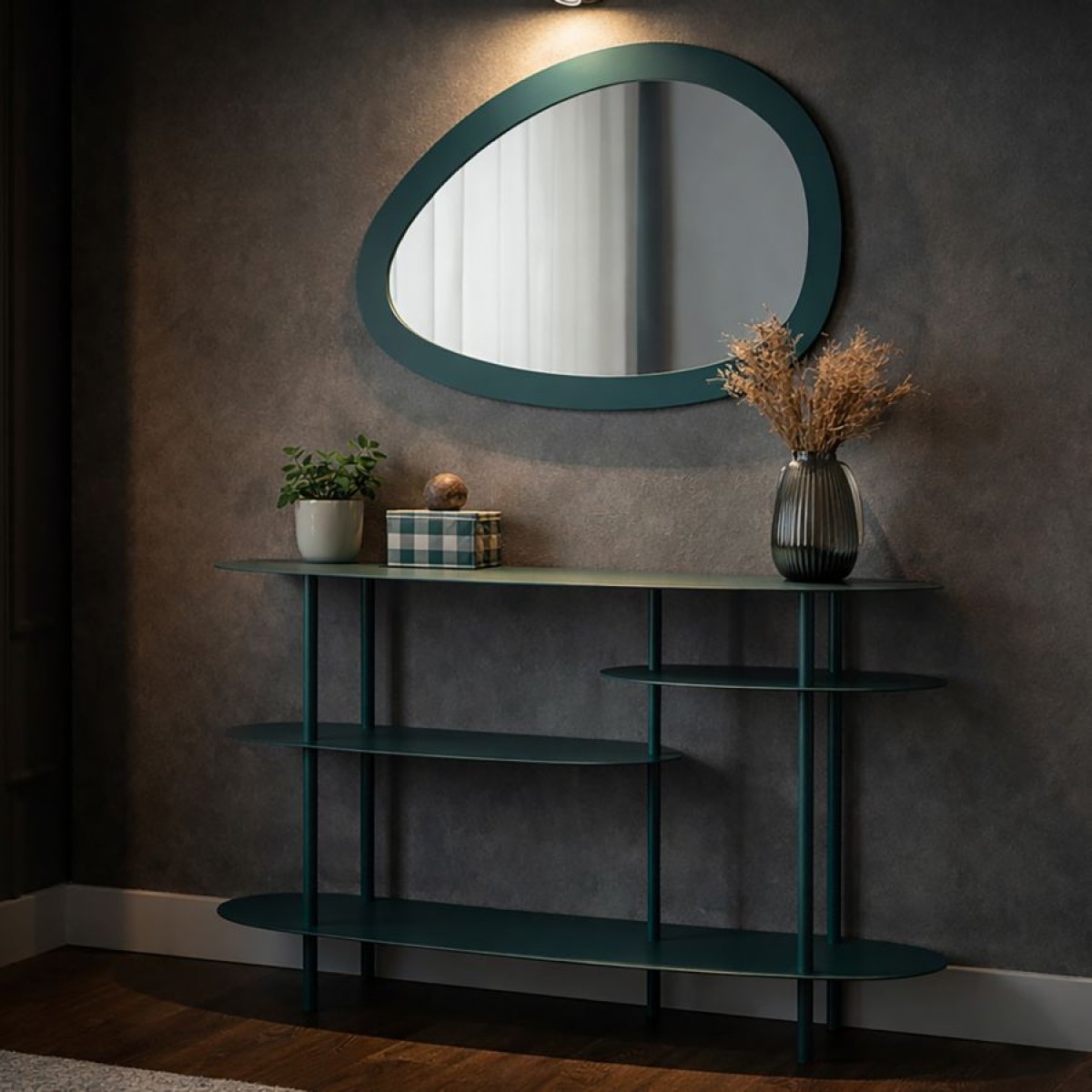 Miroir mural forme asymétrique 71x48 cm Dolly Bleu
