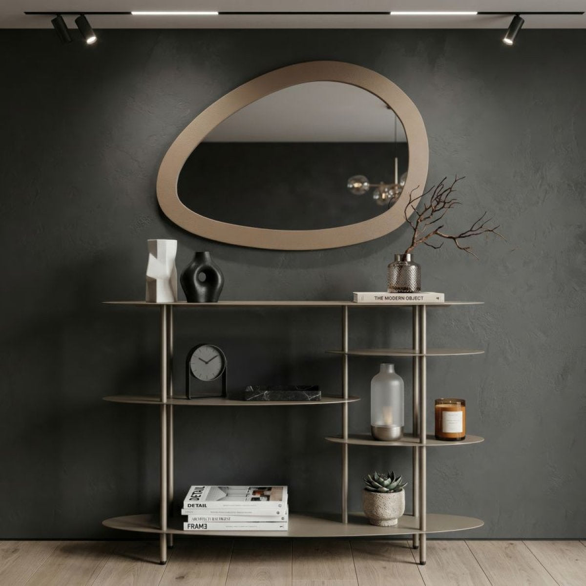 Miroir mural forme asymétrique 71x48 cm Dolly Gris