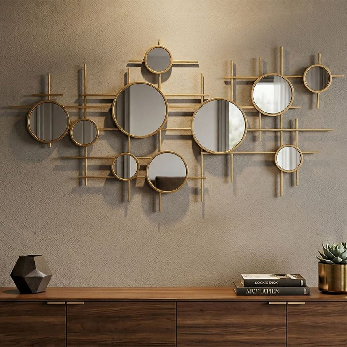 Miroir mural multi-miroirs 117x61 cm Elda Doré