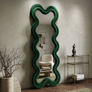 Miroir mural ondulé 60x160 cm Alex Velours Vert
