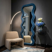 Miroir mural ondulé 60x160 cm Jerry Velours Bleu
