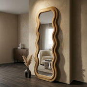 Miroir mural ondulé 60x160 cm Jerry Velours Jaune