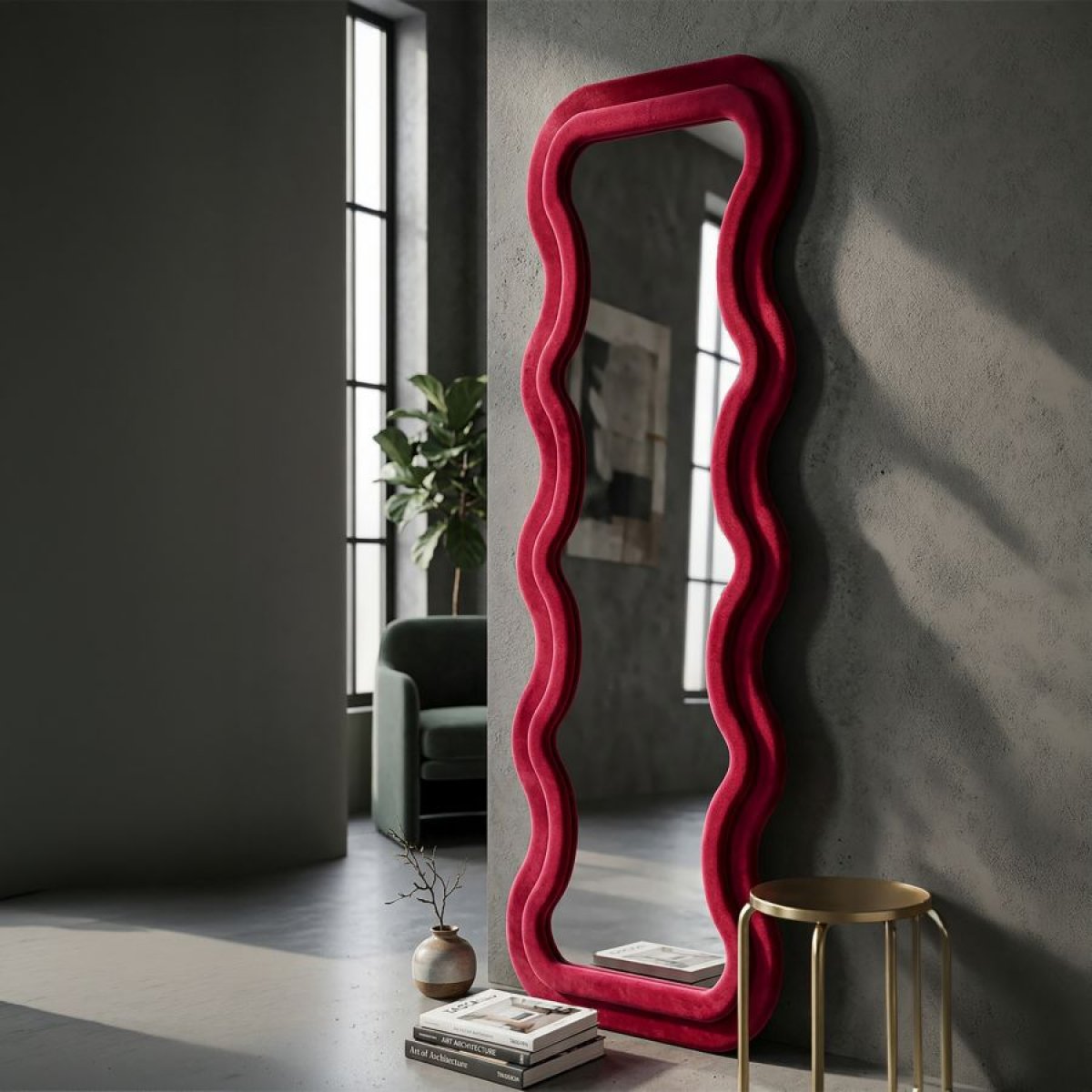 Miroir mural ondulé 60x160 cm Jerry Velours Rose