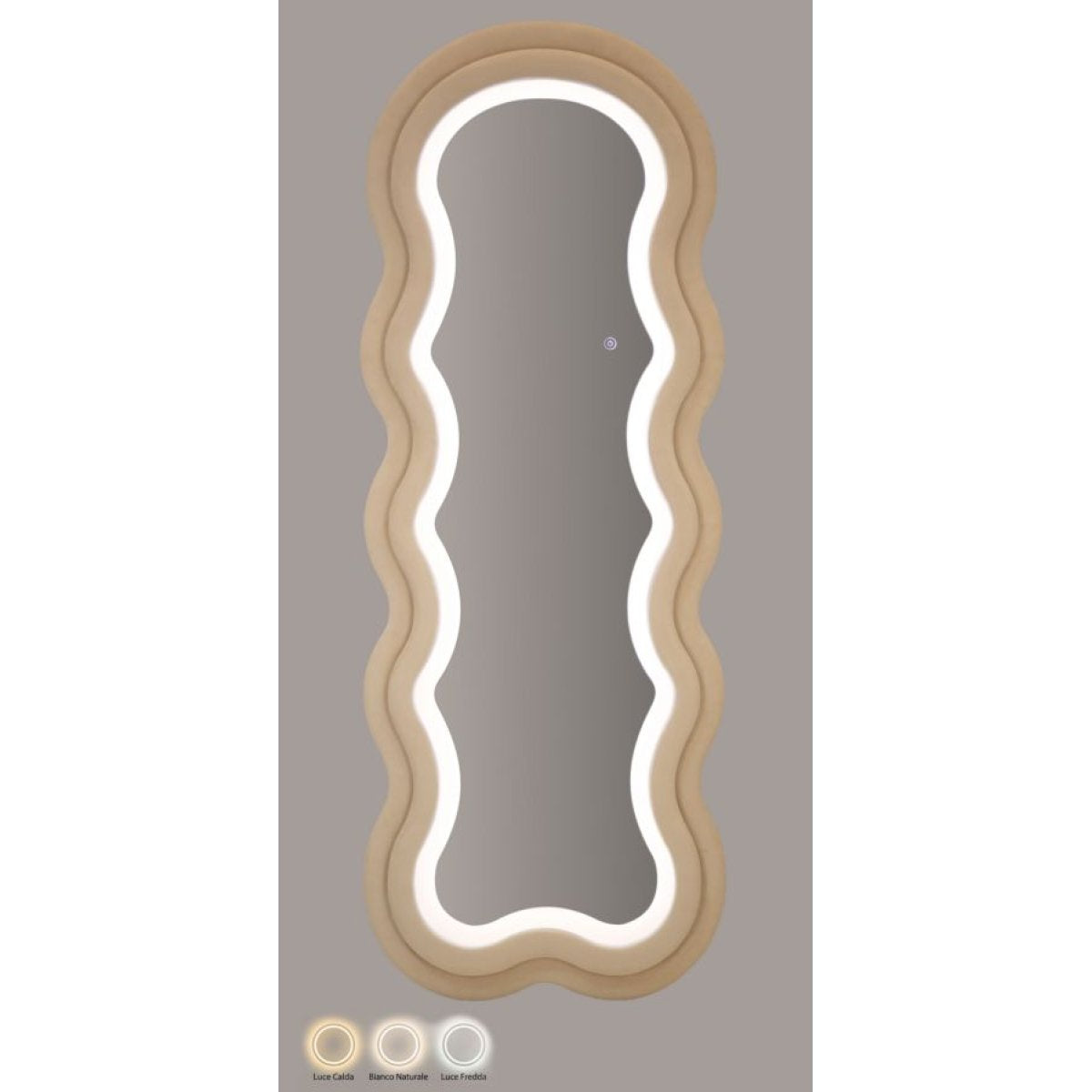 Miroir mural ondulé 60x160 cm LED inclus Clover Velours Crème - vue 10