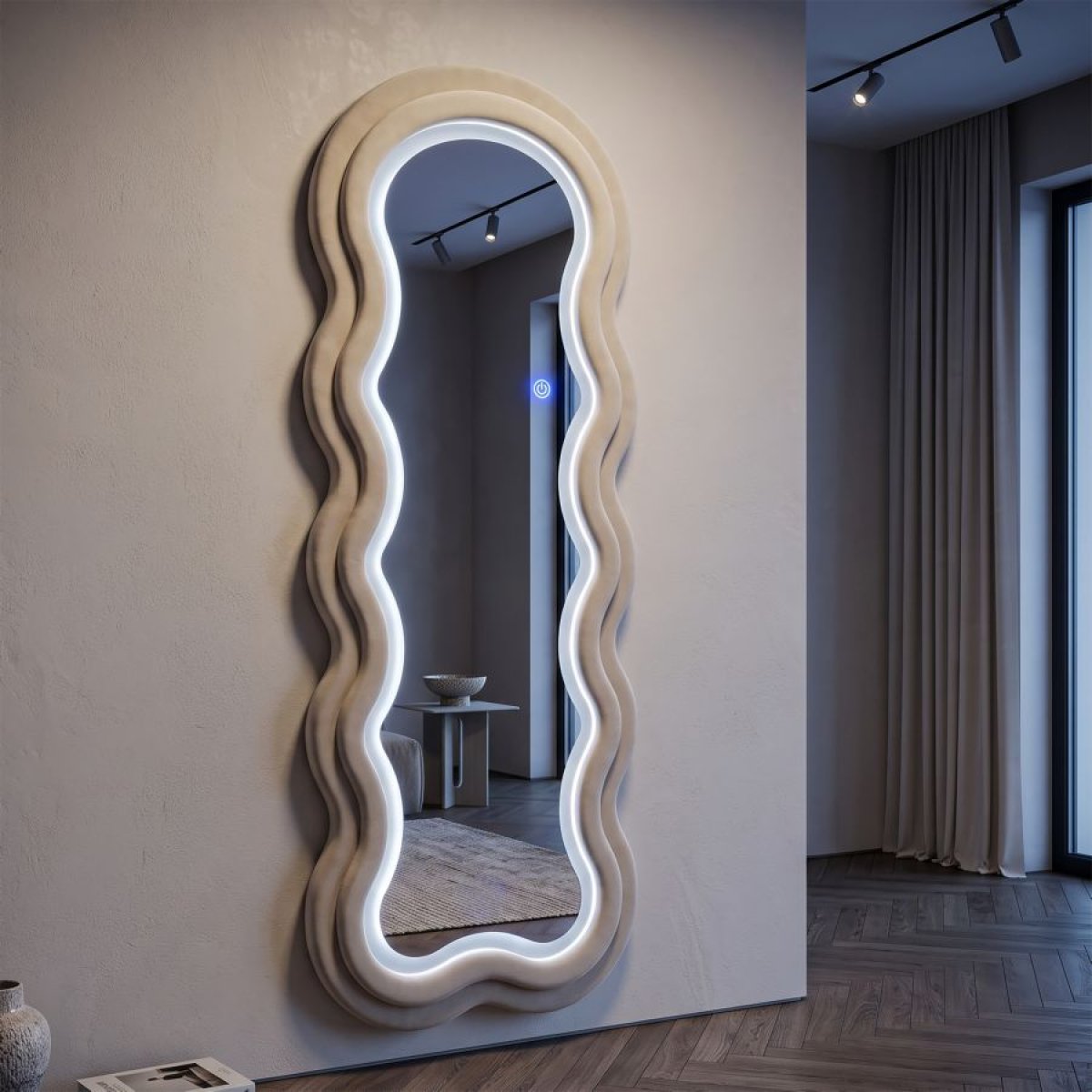 Miroir mural ondulé 60x160 cm tissu LED inclus Clover Crème - vue 11