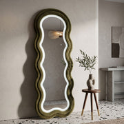 Miroir mural ondulé 60x160 cm LED inclus Clover Velours Vert