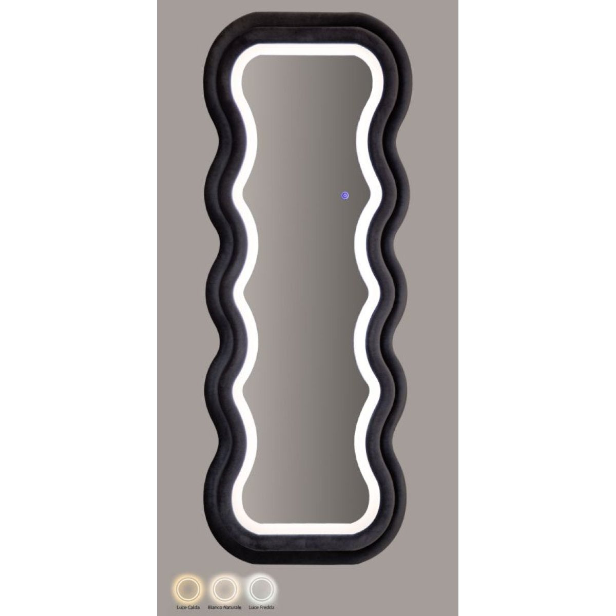 Miroir mural ondulé 60x160 cm LED inclus Jerry Velours Bleu - vue 10
